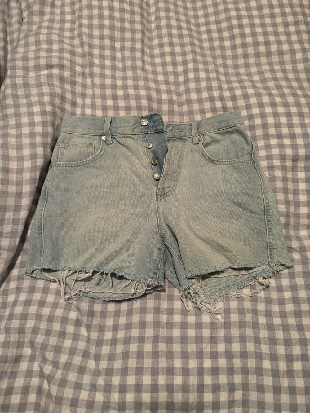 We The Free People Light Blue Distressed Denim Shorts